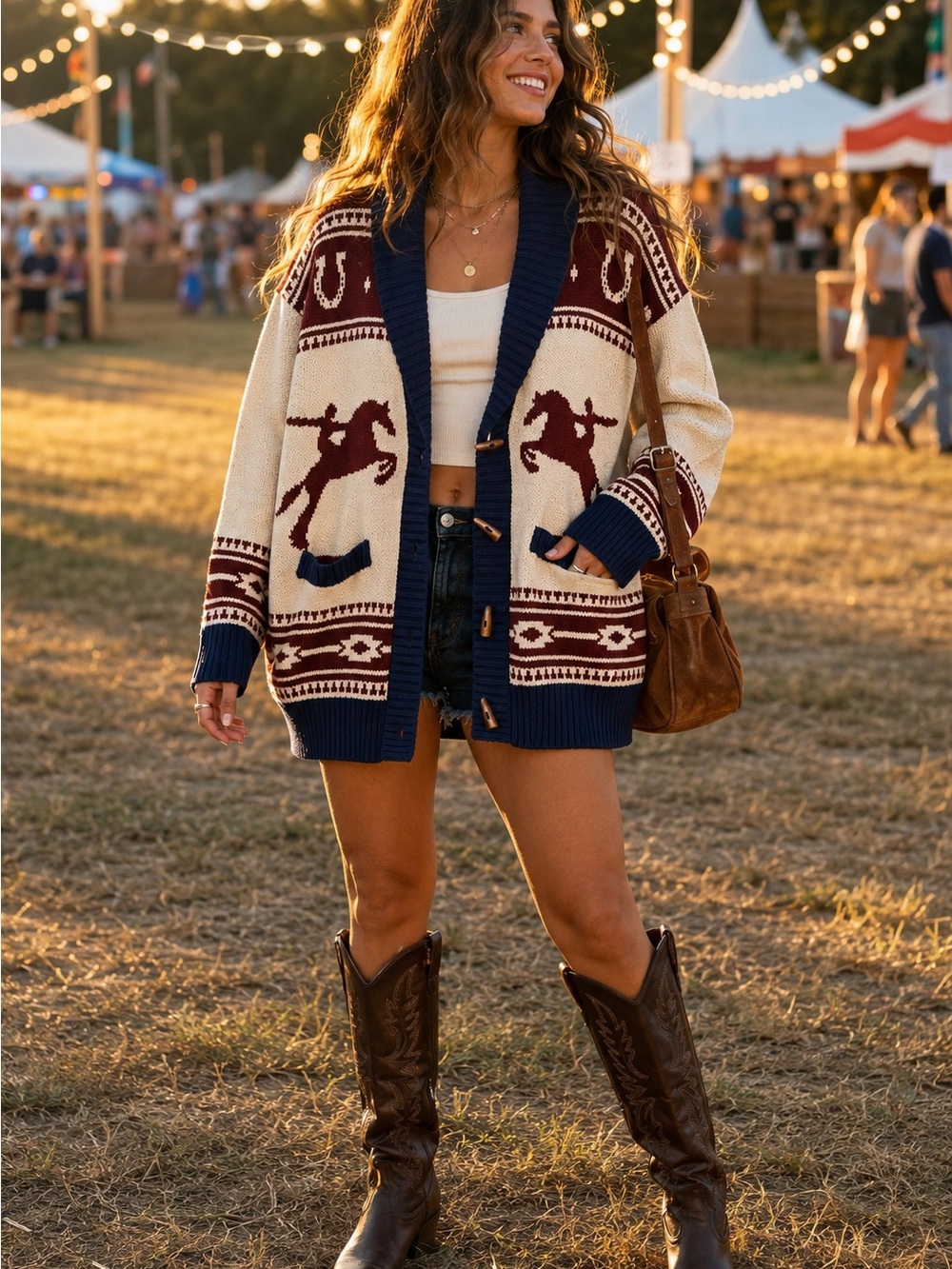 Altar’d State Western Horse Toggle Cardigan Cowgirl Festival NWOT Size M Fall